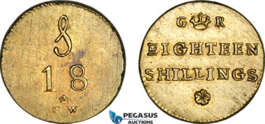 AJ133, Portugal & Brazil, Monetary Weight for 3200 Reis, 18 Shillings, (7.12g) EF