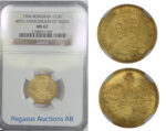 B72, Romania, Carol I, 12-1/2 Lei 1906, Brussels, Gold, NGC MS62