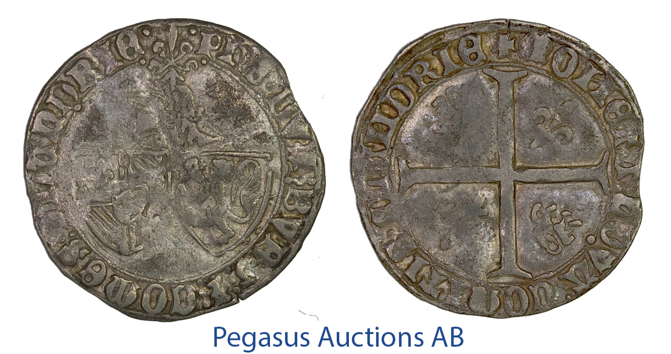 C13, Belgium, Flandern, Philip "The Good", Double Gros ND (1421-1429) Namur, Silver (4.19g)