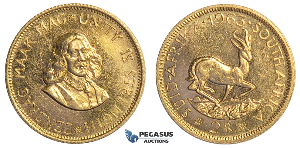 E64, South Africa, 2 Rand 1963 (7.988g.=0.2355 oz.)  Ex. Proof (Scratches)