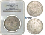 G52, China, Chihli, Dollar, Yr. 34 (1908) Silver, L&M 465, Y-73.2, NGC AU55