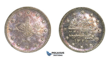 H27, Ottoman Empire, Turkey, Mehmed V, 2 Kurush AH1327/1, Proof!
