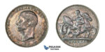 H44, Greece, George I, Drachma 1911, Paris, Silver, Rainbow toned Beauty!