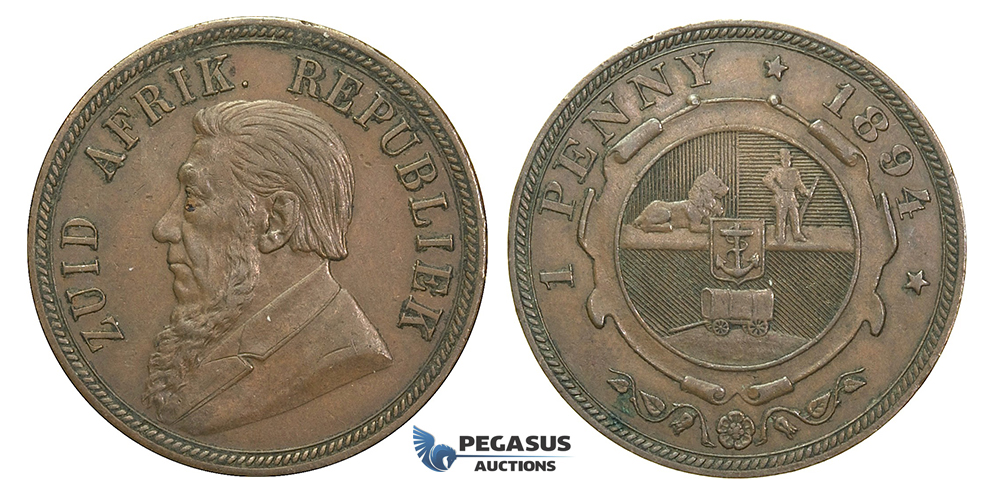 H56, South Africa (ZAR) Penny 1894, Very Nice!