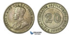 H61, Straits Settlements, George V, 20 Cents 1926, Silver, Mint Lustre, High Grade!