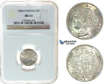 I64, France, 3rd Republic, 50 Centimes 1882-A, Paris, Silver, NGC MS64