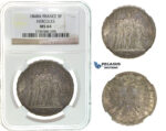 I67, France, 2nd Republic, 5 Francs 1848-A, Paris, Silver, NGC MS64
