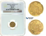 I68, Japan, Meiji, Yen Year 4 (1871) Gold, NGC MS62 (High Dot)