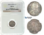 I70, South Africa (ZAR) Threepence (3 Pence) 1896, Silver, NGC MS64, Rare Grade!