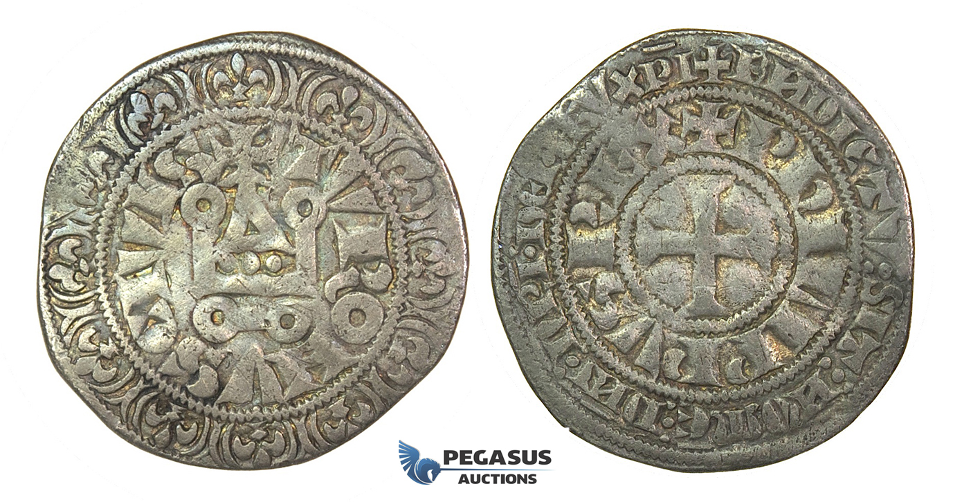 J33, France, Philip IV (1285-1314) Gros Tournois ND, Silver (3.51g)