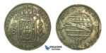 J80, Brazil, Joao VI, 960 Reis 1816-R, Rio de Janeiro, Silver (Overstruck on 8 Reales, Santiago, Chile, FJ) Rare!