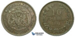 J81, Bulgaria, Alexander I, 10 Stotinki 1881, Heaton, Nice!