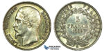 J87, Frace, Louis-Napoleon, 5 Francs 1852-A, Paris, Silver, High Grade (Cleaned)