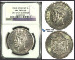 K07, Romania, Carol I, 5 Lei 1901, Hamburg, Silver, NGC UNC Details