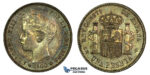 K13, Spain, Alfonso XIII, Peseta 1900 (00) SM-V, Silver, Toned High Grade!