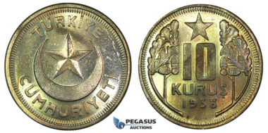 K18, Turkey, 10 Kurush 1938, Brilliant UNC