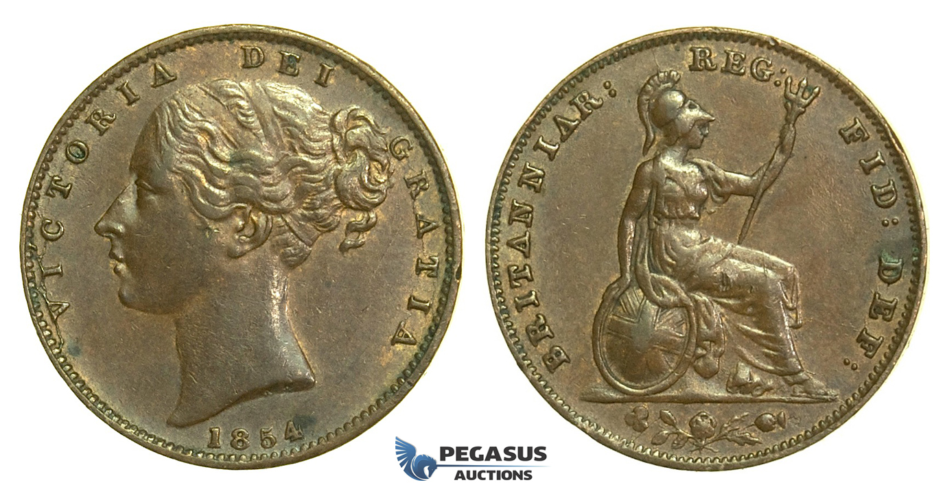K62, Great Britain, Victoria, Farthing 1854, GVF (Few verdegris spots)