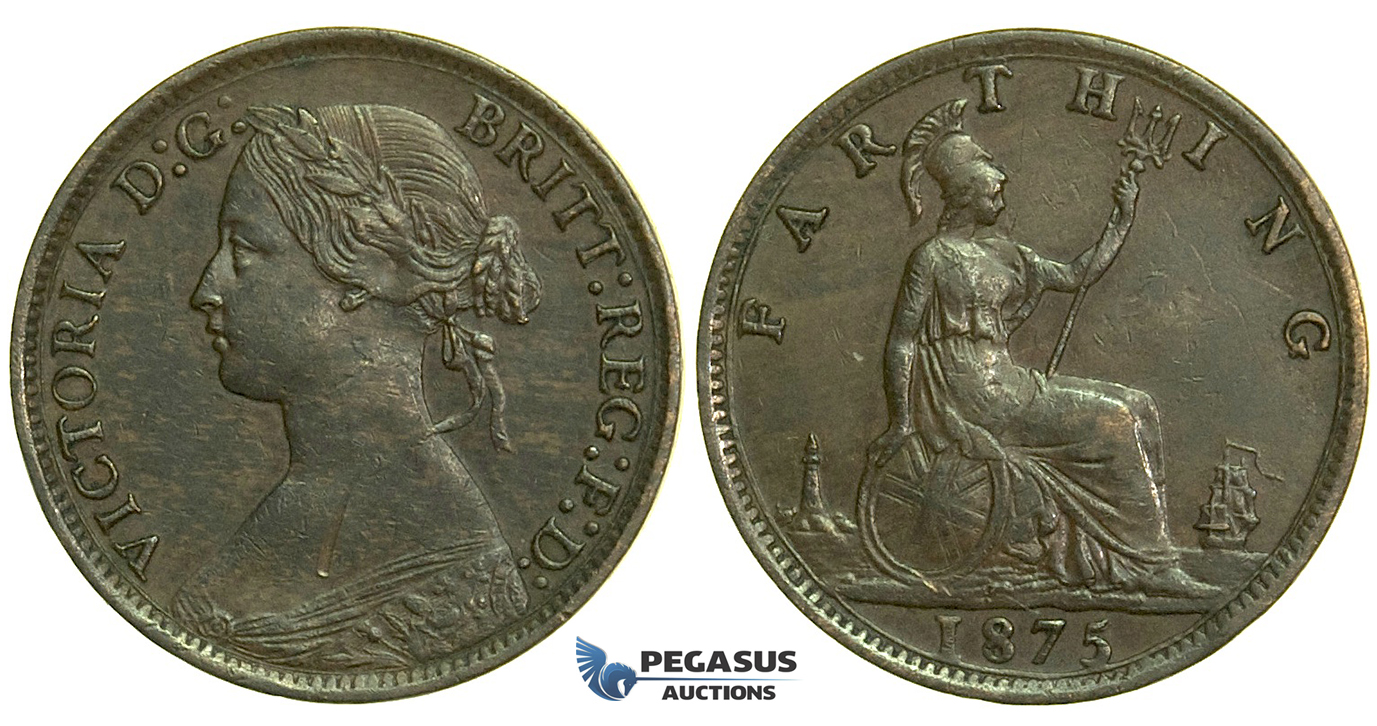 K69, Great Britain, Victoria, Farthing 1875, GVF
