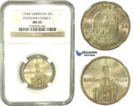 L03, Germany, 3rd Reich, (Potsdam Church) 2 Mark 1934-F, Stuttgart, Silver, NGC MS65 (Pop 1/1, Best)