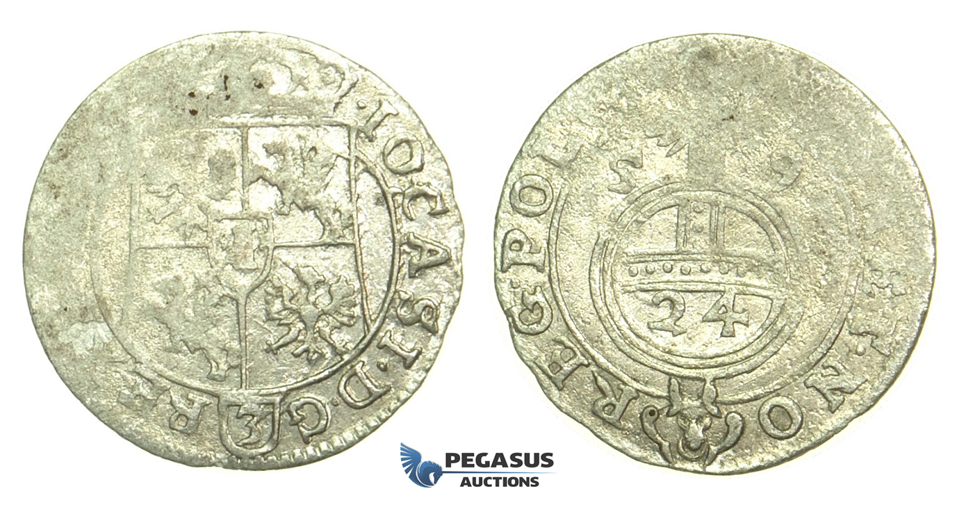 L41, Poland, Johann Kazimir, Poltorak 1659, Poznan (Posen) Silver (0.95g) Very Rare! "MONET"