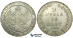 L54, Poland (under Russia) Nicholas I, 1-1/2 Rouble/10 Zlotych 1833 НГ, St. Petersburg, Silver, Bitkin 1084, Cleaned High Grade!