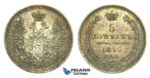 L55, Russia, Nicholas I, 5 Kopeks 1852 СПБ-ПА, St. Petersburg, Silver, Toned High Grade!