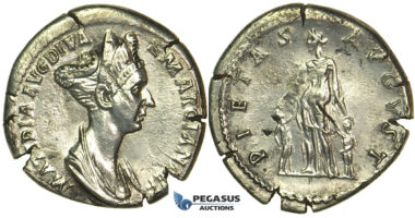 L90, Roman Empire, Matidia. Augusta (112-119 AD) AR Denarius (2.92g) Struck under Trajan, 112-117 AD, Rome, Very Rare!