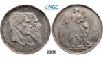 Lot: 2280. Belgium, Kingdom, Leopold II, 1865-1909, 5 Francs 1880, Brussels, Silver (25.00g) “Independence”, NGC MS62