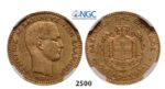 Lot: 2500. Greece, George I, 1863-1913, 20 Drachmai 1876-A, Paris, GOLD, NGC AU55