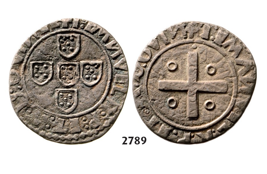 Lot: 2789. Portugal, Manuel I, 1495-1521, ½ Tostao (50 Reis) No Date, Lisbon, Silver