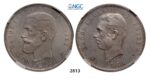 Lot: 2813. Romania, Carol I, 1866-1914, 5 Lei, No Date (1906) Brussels, Silver, NGC MS62