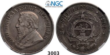 Lot: 3003. South Africa, Zuid­-Afrikaansche Republiek (ZAR), 2 ­1/2 Shillings 1895, Silver, NGC VF35