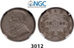 Lot: 3012. South Africa, Zuid-Afrikaansche Republiek (ZAR), 6 Pence 1896, Silver, NGC XF45