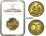 M06, France, 3rd Republic, 2 Francs 1923, Paris, NGC MS66