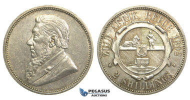 M28, South Africa (ZAR) 2 Shillings 1892, Silver, High Grade (Light Hairlines)