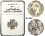 M32, Bulgaria, Ferdinand I, 50 Stotinki 1913, Silver, NGC MS64