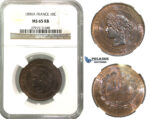 M43, France, 3rd Repubic, 10 Centimes 1890-A, Paris, NGC MS65RB