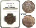 M45, France, 3rd Repubic, 10 Centimes 1897-A, Paris, NGC MS64BN