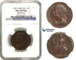 M47, Great Britain, George II, Half Penny 1749, NGC UNC Details