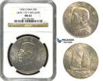 M79, China, Junk Dollar 1934, Silver, NGC MS63 L&M 110, Y-345 Junk