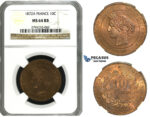 M98, France, 3rd Republic, 10 Centimes 1872-A, Paris, NGC MS64RB