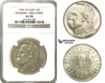 N87, Poland, 10 Zlotych 1934 "Pilsudski - Rifle corps" Silver, NGC AU58