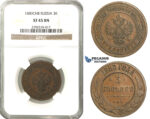 O26, Russia, Alexander II, 3 Kopeks 1880 СПБ, St. Petersburg, NGC XF45BN