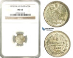 O28, Russia, Alexander II, 5 Kopeks 1878 СПБ-НФ, St. Petersburg, Silver, NGC MS63