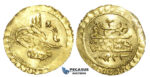 O361, Ottoman Empire, Turkey, Mahmud II, Tugrali Rubiye AH1223/2, Qustantiniya, Gold (0.80g) Rare! (Rim filling)