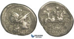 O42, Roman Republic, Q. Marcius Libo (148 BC) AR Denarius (3.54g) Rome, Dioscuri
