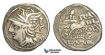 O48, Roman Republic, L. Appuleius Saturninus (104 BC) AR Denarius (3.64g) Rome, Quadriga