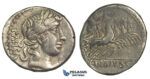 O49, Roman Republic, C. Vibius C.f. Pansa (90 BC) AR Denarius (3.85g) Rome, Quadriga