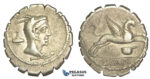 O55, Roman Republic, L. Papius (79 BC) AR Denarius Serratus (3.85g) Rome, Juno Sospita, Rare!