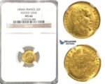O81, France, Napoleon III, 5 Francs 1854-A (Reeded edge) Paris, Gold, NGC MS62